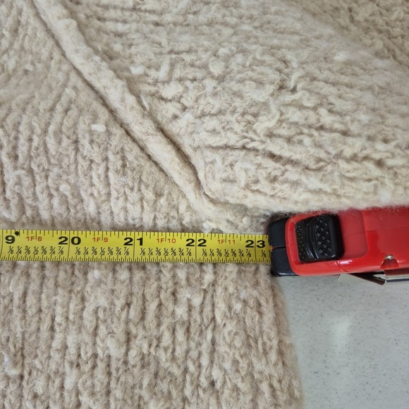 Free People Sweater Womens M Beige Wool Blend Chunky Fuzzy Long Cardigan - Picture 8 of 10